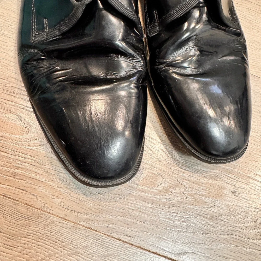 Pronto Uomo‎ Men's Black Patent Leather Oxford Dress Shoes Size 13 M Tuxedo